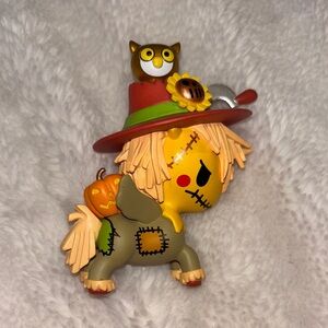 Cute Scarecrow Figurine with Owl and Pumpkin
